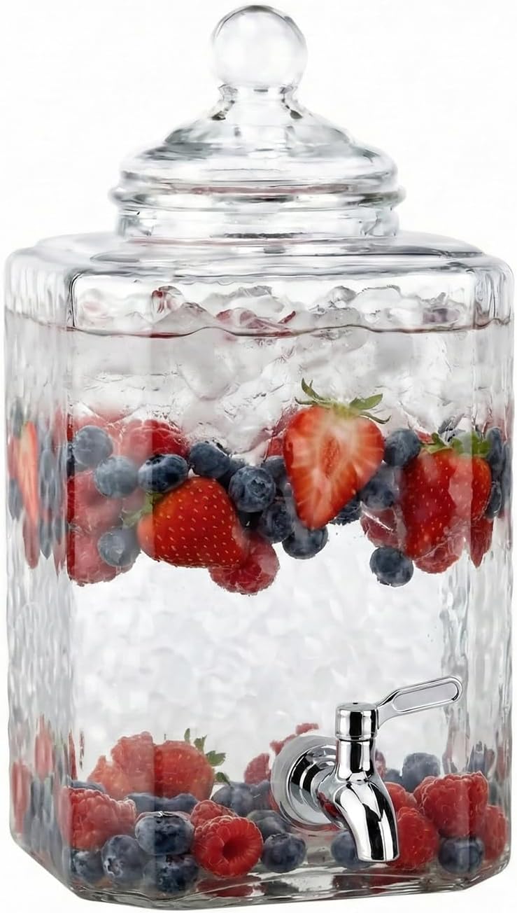 Style Setter Premium Glass Drink Beverage Dispensers - 1.5 Gal, Set of 3 | Dispenser Set with Metal Stand for Parties Cold Drinks, Lemonade, Cocktails, Juice – Party Glass Drink Dispenser Station