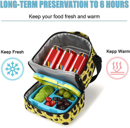 Tilami Lunch Bags Insulated Adjustable Strap Zipper, Two Compartments Cooler Bags, Bento Bags for Kids Toddlers (Blue)