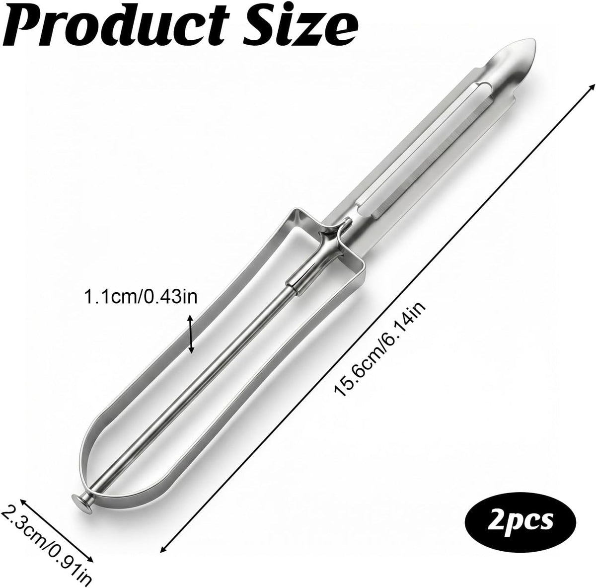 2Pcs Stainless Steel Peeler, Potato Peeler, Vegetable Peelers for Kitchen Fruit Peelers Handle, Ergonomic Blade for Peeling for Home and Restaurant Use