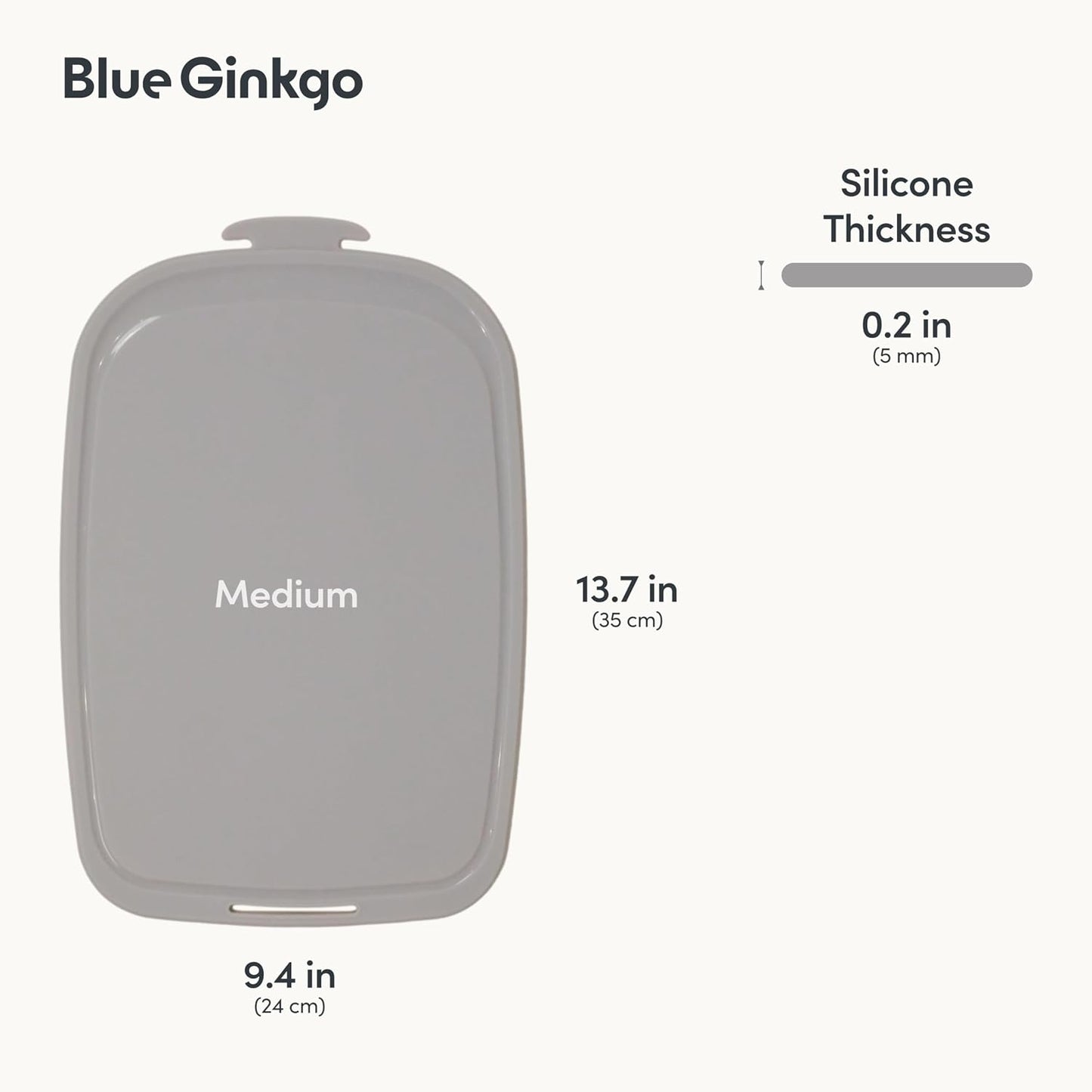 Blue Ginkgo Silicone Cutting Boards – Set of 3 (Small, Medium, Large) – Double-Sided, Thick, Flexible, Non-Slip, BPA Free – Juice Grooves, Dishwasher Safe (Made in Korea, Grey)