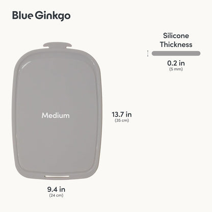 Blue Ginkgo Silicone Cutting Boards – Set of 3 (Small, Medium, Large) – Double-Sided, Thick, Flexible, Non-Slip, BPA Free – Juice Grooves, Dishwasher Safe (Made in Korea, Grey)