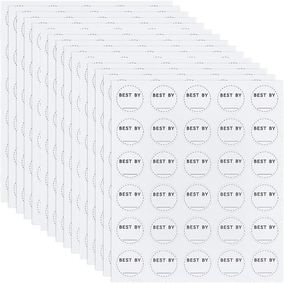 BENECREAT 900 Pack 1 inch Black Large Food Date Stickers, Round Expiration Date Labels, PVC Waterproof for Commercial Kitchen Restaurant and Home Food Storage