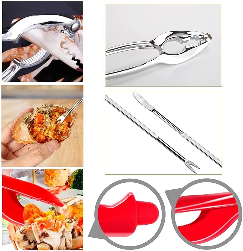 30 PCS Seafood Tools Include Crab Crackers, Seafood Scissors, Lobster Sheller, Crab Hammer,and Shellfish Forks,Nutcracker Set