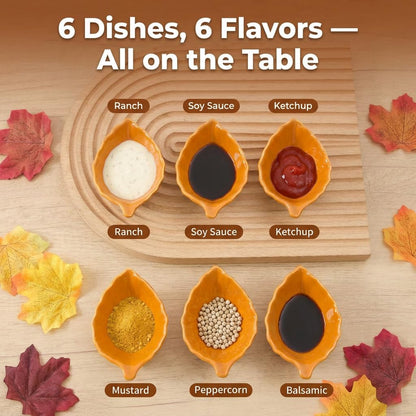 Ceramic Soy Sauce Dishes, Green Leaf Shape Dipping Bowls, 1.5OZ