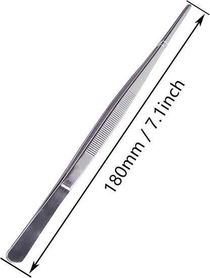 2-Pack 12-Inch BBQ Kitchen Tweezers Tongs, Extra-Long Stainless Steel Cooking Tweezers Dishwasher Safe for Grilling, Baking & Food Prep (12Inch BBQ Tongs)