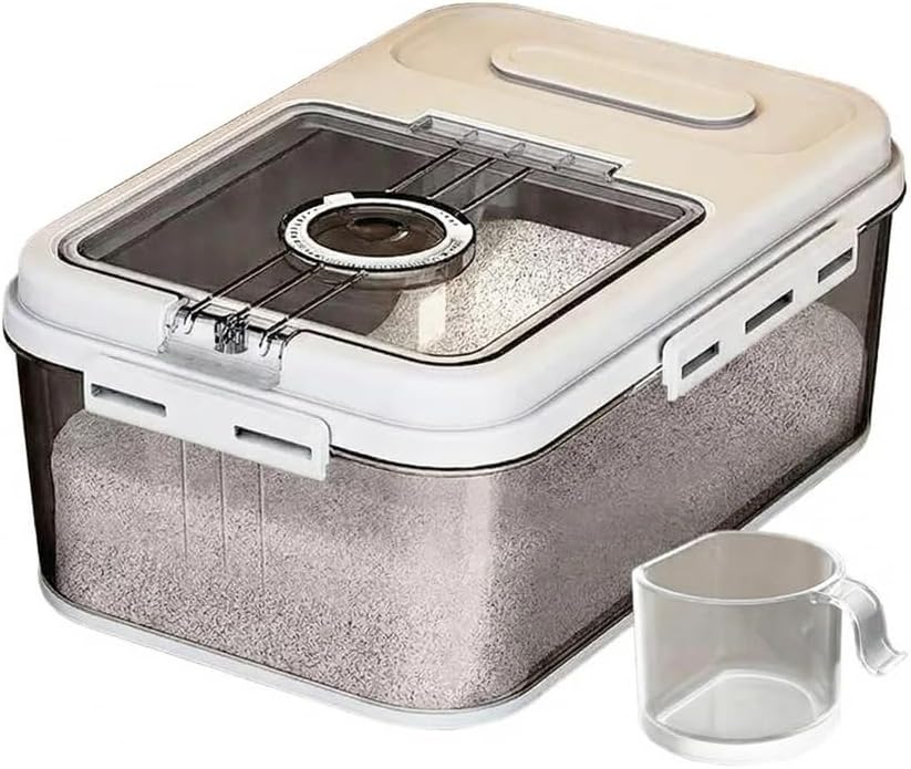 Rice Storage Bins,33LB Food Storage Container with PP Locking Lid,For Rice,Grain,Pet Food,Flour with Measuring Cup