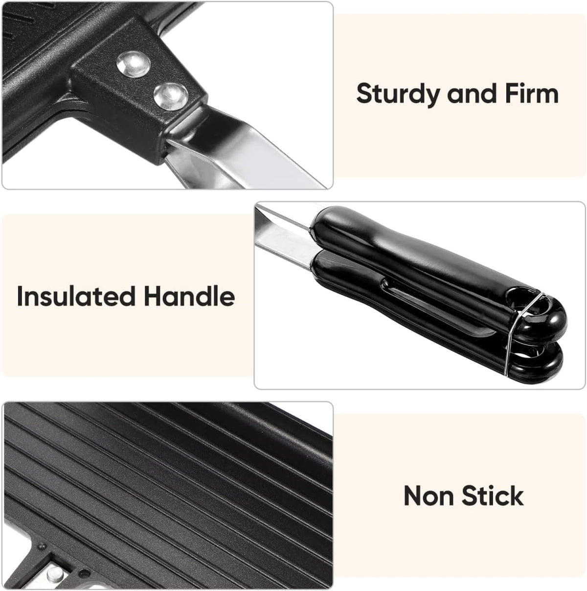 BESPORTBLE Double Sided Sandwich Frying Pan Non Stick Bakeware Baking Plate