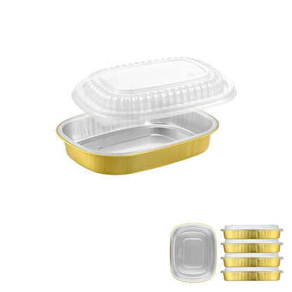 Oval Aluminum Foil Takeout Containers with Lids (5 Pack) – 2X Thicker Heavy Duty Black Food To-Go Trays for Restaurants, Delivery, Meal Prep & Food Service, 25oz