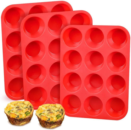 CAKETIME Silicone Muffin Pan Cupcake Pan Set - Mini 24 Cups and Regular 12 Cups Muffin Tin, Nonstick Food Grade Molds with 12 Baking Cups