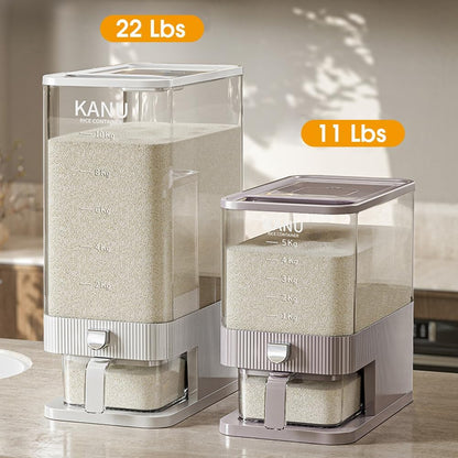 Rice Dispenser 22 Lbs,Sealed Rice Storage Container with Measuring Cup Moisture Proof,Large Cereal Dispenser Dry Food Storage Container Bins for Grains,Flour,Corn,Pet Food