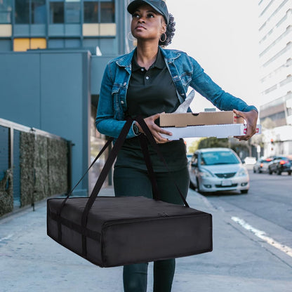 Insulated Food Delivery Bag, XXXL Insulated Reusable Grocery Cooler/Hot Bags, Tote Bag for Shopping/Travel/Doordash, Catering Bag Doordash 22x14x13, Black, 1-Pack