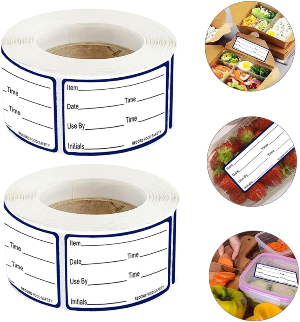 2rolls Writable Food Date Sticker Labels Adhesive Food Storage Stickers for Containers Easy to Peel for Home Office Restaurant Organization Clean Without