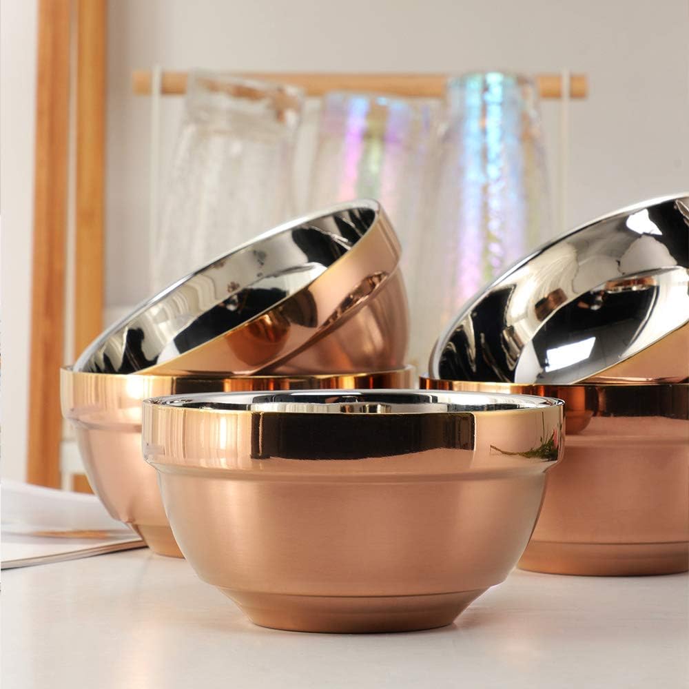 Stainless Steel Bowl Set: 500 ml Cereal Bowl, Set of 10 with Gift Box Included. Double Walled Insulated & Dishwasher Safe, Durable Deep Soup Bowl, Suitable for Home Kitchen & Child (Silver)