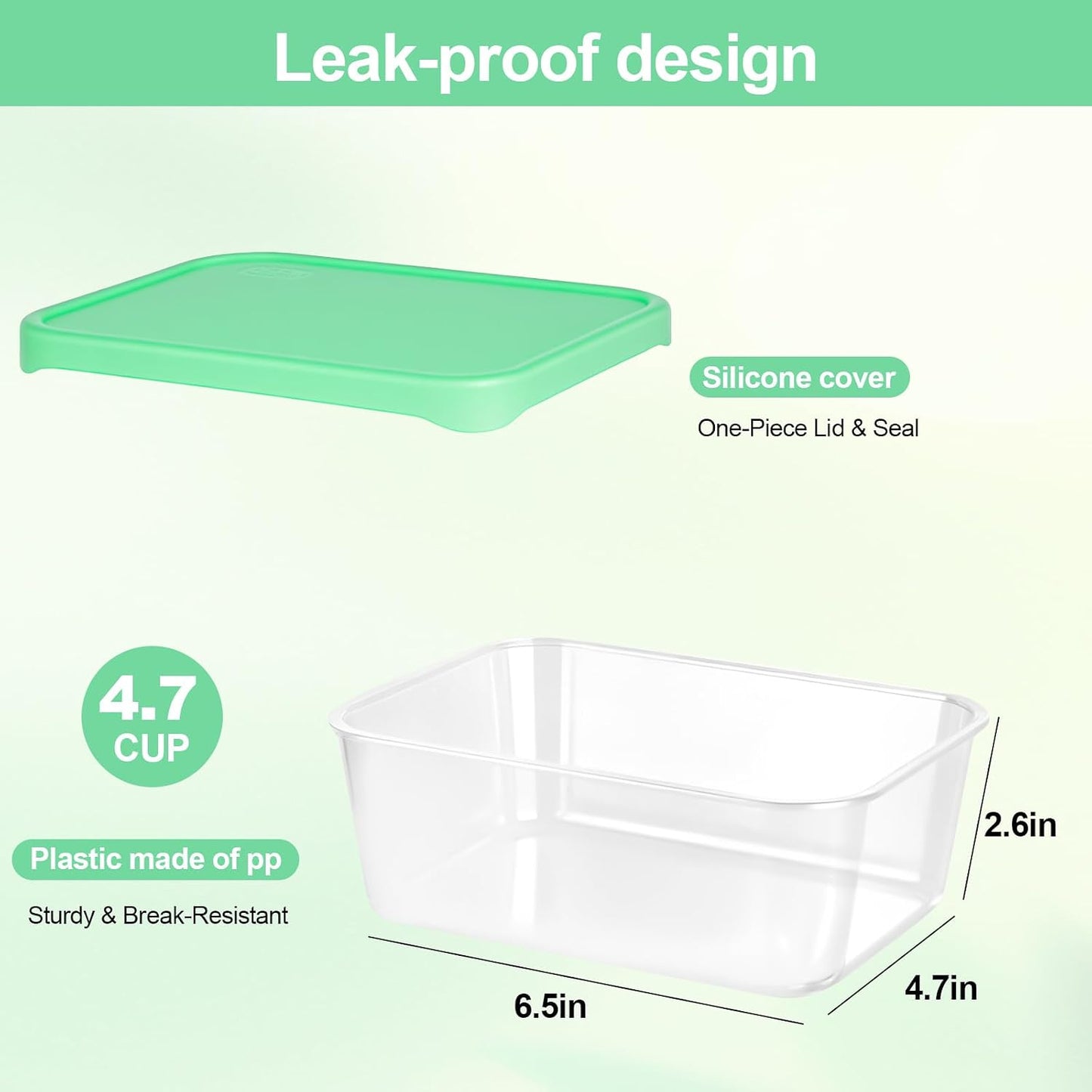 Quodac Food Storage Containers 4-Pack, 4.7 Cup Leakproof Lunch Boxes with Silicone Lids, Microwave & Dishwasher Safe, BPA-Free Meal Prep Containers
