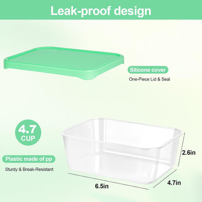 Quodac Food Storage Containers 4-Pack, 4.7 Cup Leakproof Lunch Boxes with Silicone Lids, Microwave & Dishwasher Safe, BPA-Free Meal Prep Containers