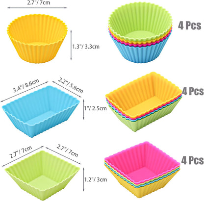 60PCS Silicone Lunch Box Dividers, Heavy-Duty Silicone Cupcake Liners for Muffin Cups, Reusable Kids' Lunch/Bento Box Accessories Set with Animal Forks, Food-Grade, BPA Free(20 Liners + 40 Picks)