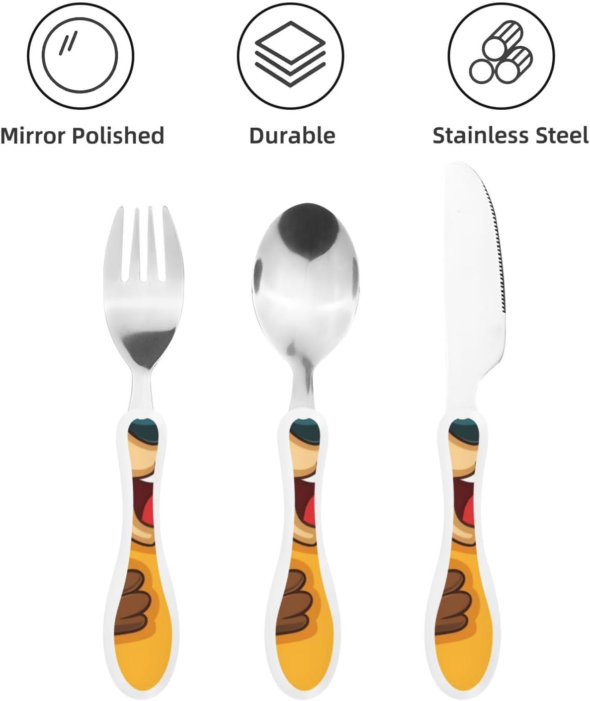3-Piece Kids Silverware Set With Storage Case, Stainless Steel Reusable Children Safe Knife Spoon Fork Set Black White Stripes Red Rose Flowers Children Flatware Set For Kids Lunch Box