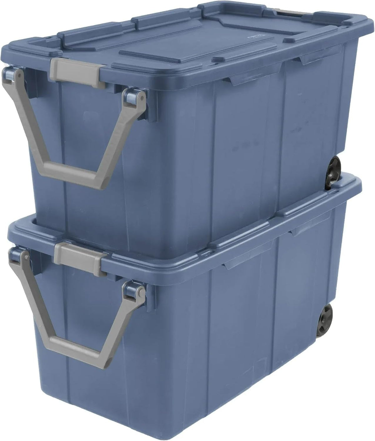 Extra Large Storage Bin, 40 Gallon Wheeled Plastic Storage Container with Handle, Green, Pack of 2 (GREEN)