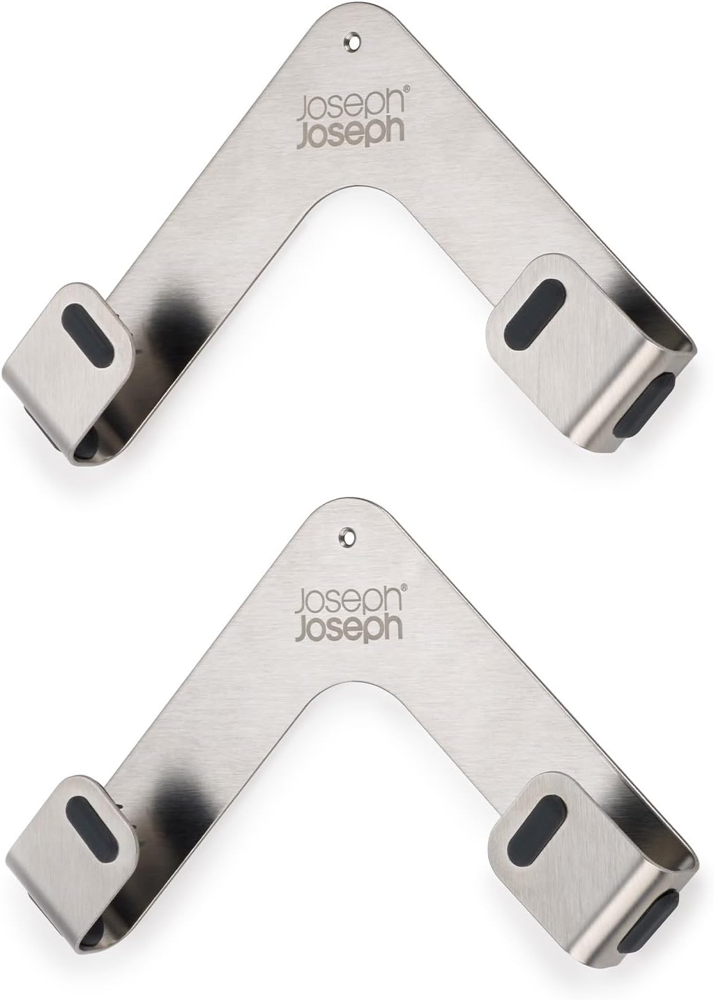 Joseph Joseph Space Set of 2 Pot and Pan Lid Holders Self Adhesive Wall Mount Storage Organizer, Suitable for Lids up to 11 in, 3M VHB Tape and Screws Included, Stainless Steel