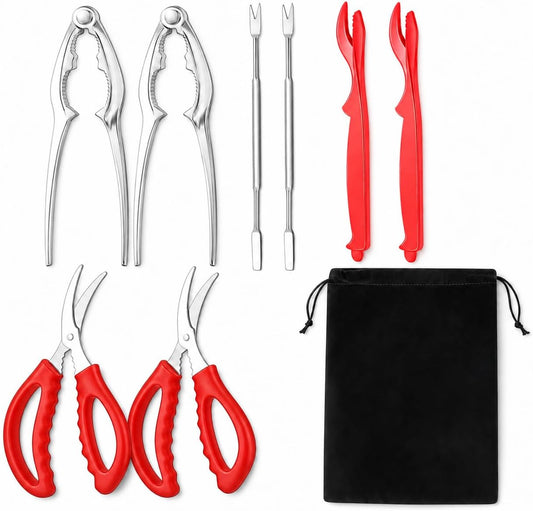 Seafood Tools Set, Crab Crackers, Forks, Scissors & Shellers, 9Pc
