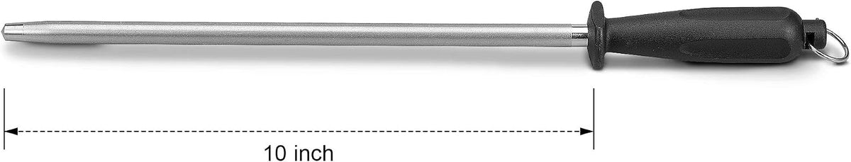 12-Inch Knife Sharpening Rod, Fine Carbon Honing Steel, Black Handle