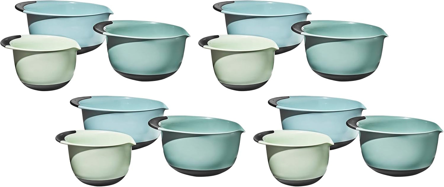 OXO Good Grips 3-Piece Plastic Mixing Bowl Set - Cadet Blue, Tower Gray, Jade, Small, Medium, Large