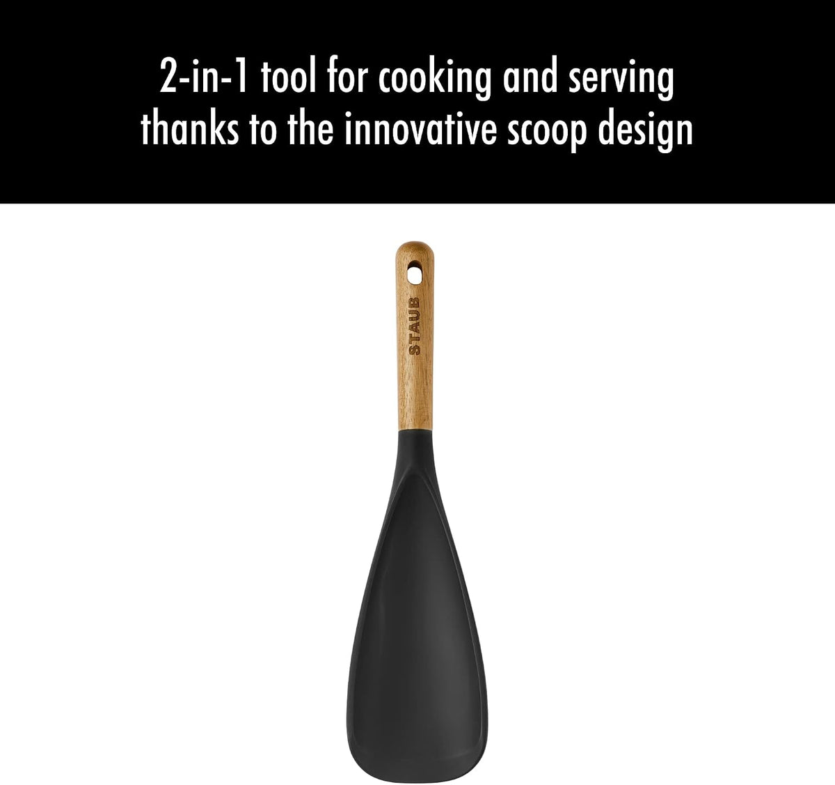 Staub Silicone with Wood Handle Cooking Utensil, Serving Spoon