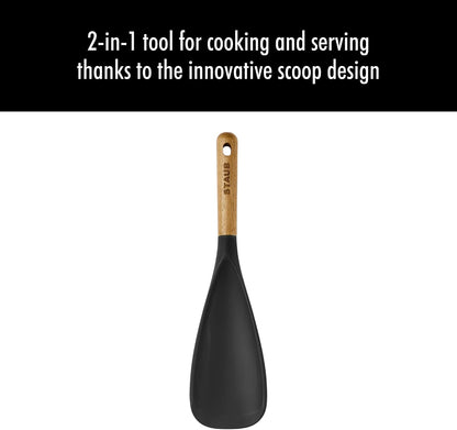 Staub Silicone with Wood Handle Cooking Utensil, Serving Spoon