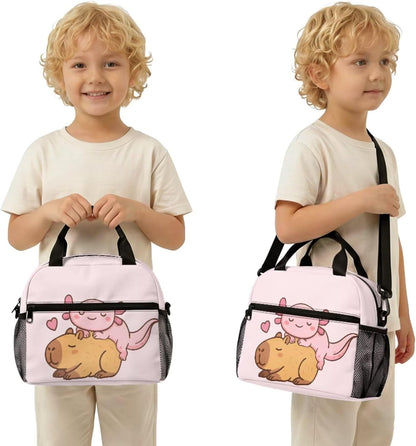 Highland Cow Backpack with Lunch Box Set for Kids Sunflower School Backpack for Girls Boys Back to School Bag Student Travel Backpacks Reusable Utensils Pen Case Water Bottle Bag 5PCS