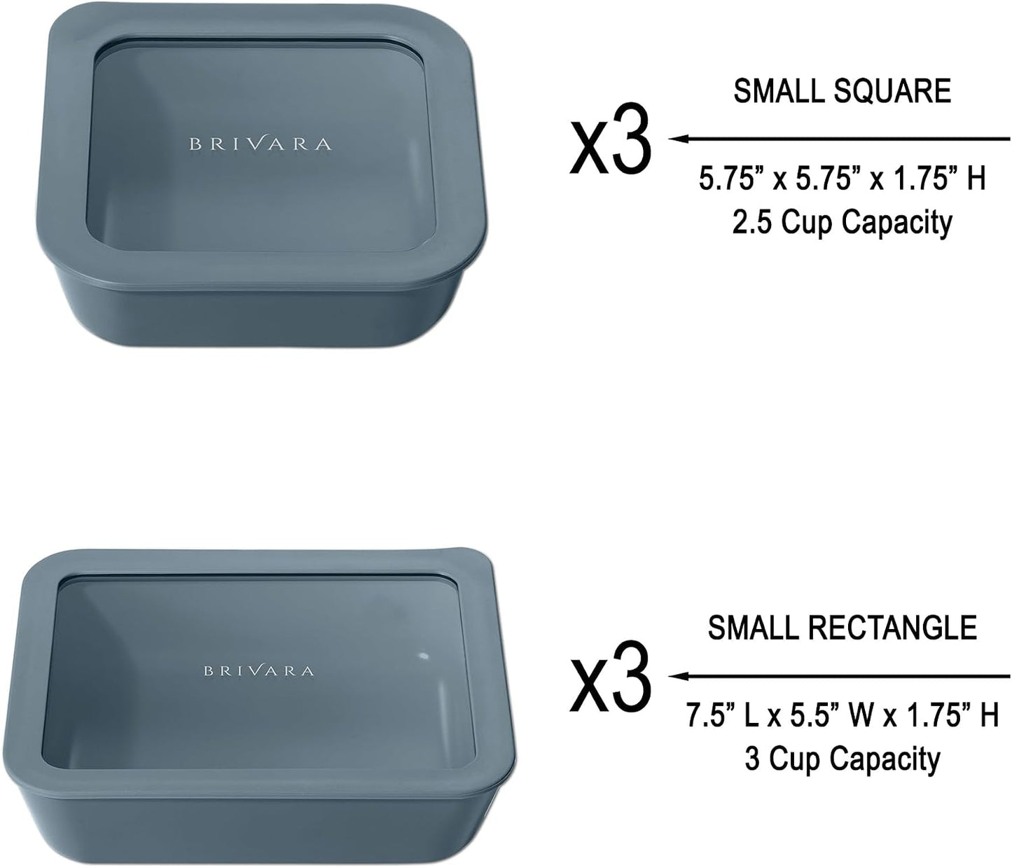 Ceramic Coated Glass Food Storage Container | No PTFE, PFOA, PFAS, and BPA | Reusable Non Toxic Meal Prep Container with Glass Lid | Easy To Store | 3 Cup Rectangle [Onyx]