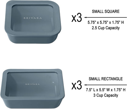 Ceramic Coated Glass Food Storage Container | No PTFE, PFOA, PFAS, and BPA | Reusable Non Toxic Meal Prep Container with Glass Lid | Easy To Store | 3 Cup Rectangle [Onyx]