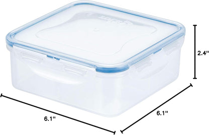 LOCK & LOCK Easy Essentials On The Go Meal Prep Lunch Box, Airtight Containers with Lid, BPA Free, Square (4 Section) -29 oz, Clear