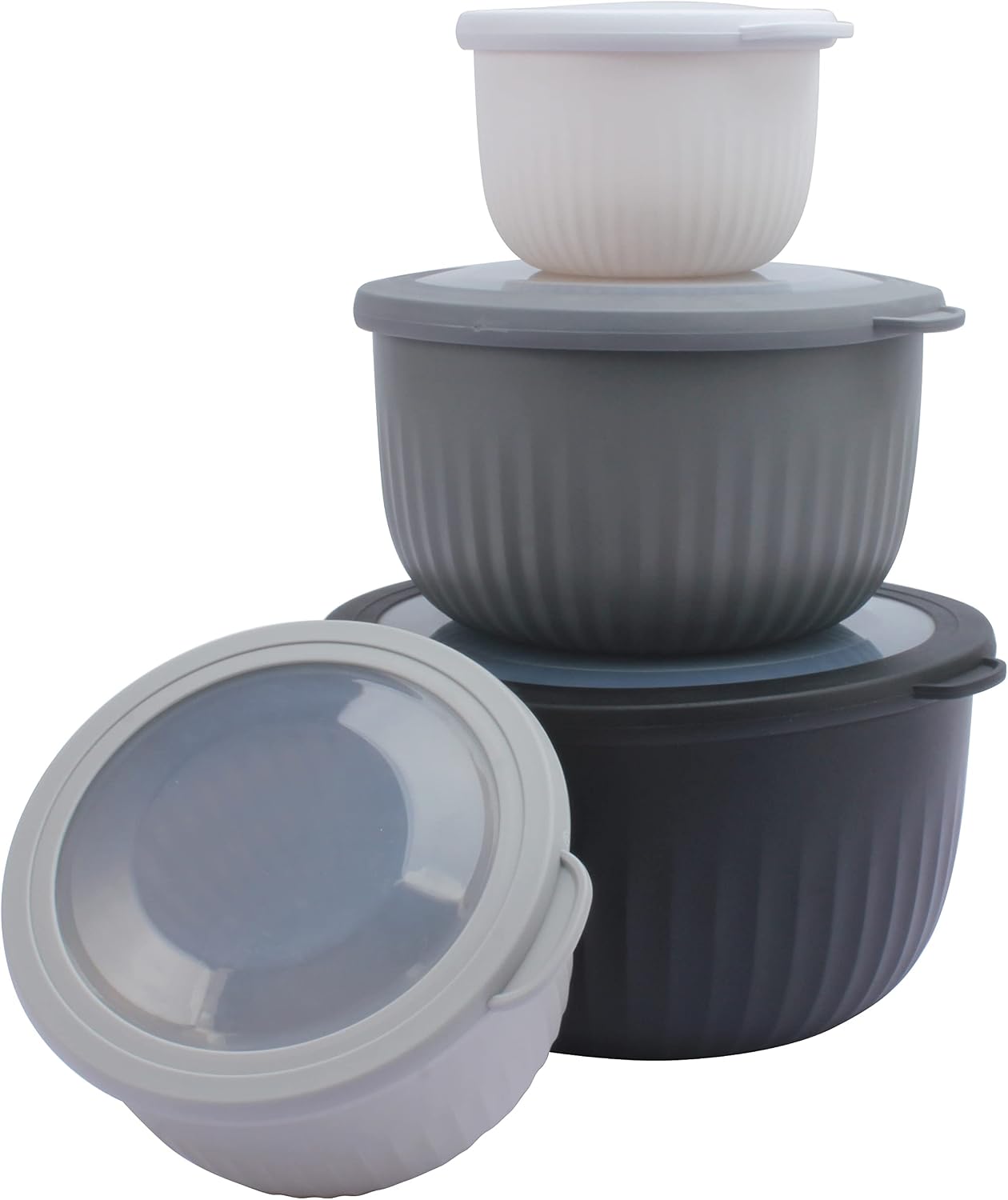 COOK WITH COLOR Prep Bowls with Lids- Wide and Deep Nesting Plastic Small Mixing Bowl Set with Lids, 8 Piece Set - Wide Bowls, Blue