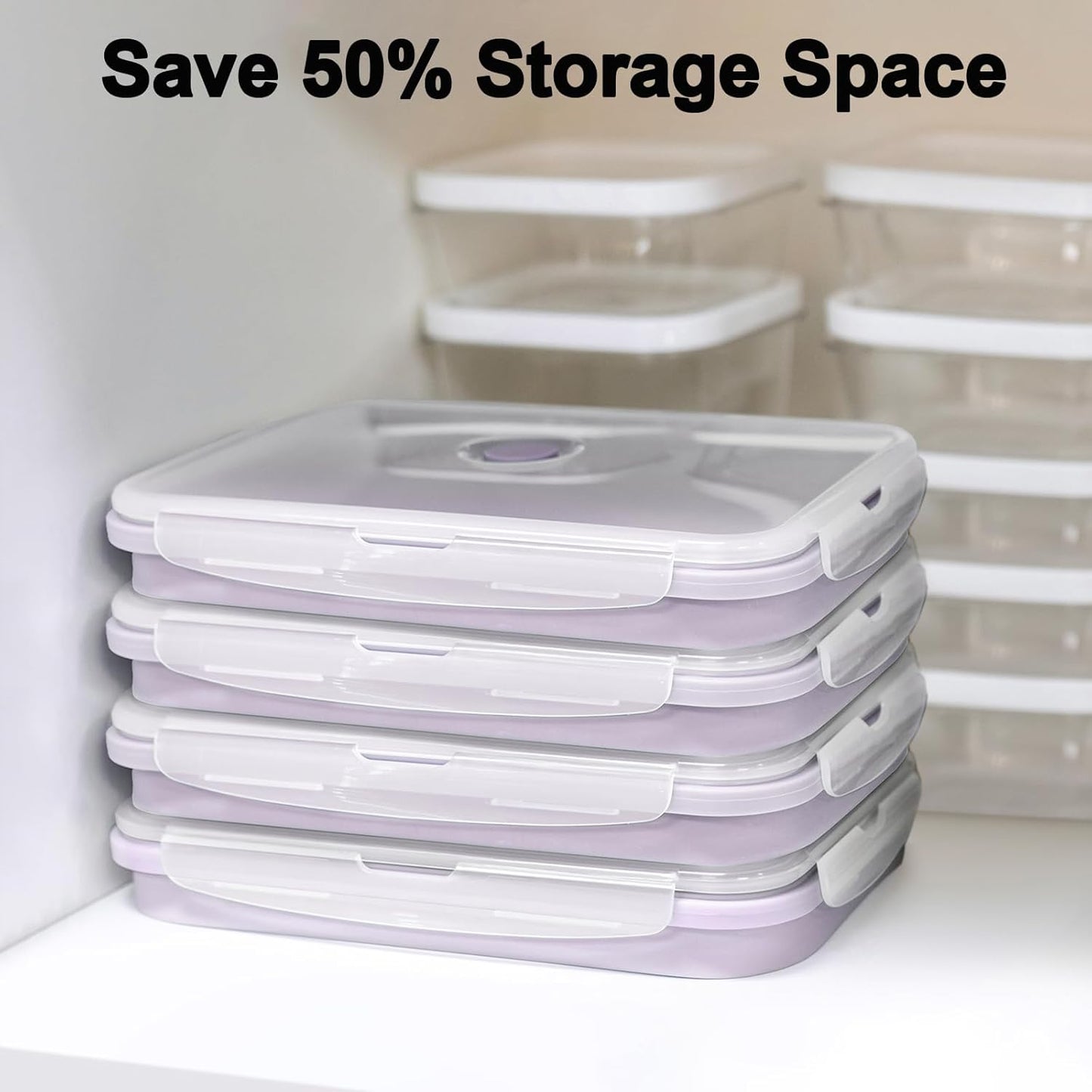 Large Silicone Food Storage Containers 68oz/2000ml 4 Pack | Collapsible Meal Prep Containers, Airtight Leakproof Lid, Containers for Camping, Microwave Freezer Dishwasher Safe