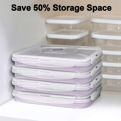 Large Silicone Food Storage Containers 68oz/2000ml 4 Pack | Collapsible Meal Prep Containers, Airtight Leakproof Lid, Containers for Camping, Microwave Freezer Dishwasher Safe
