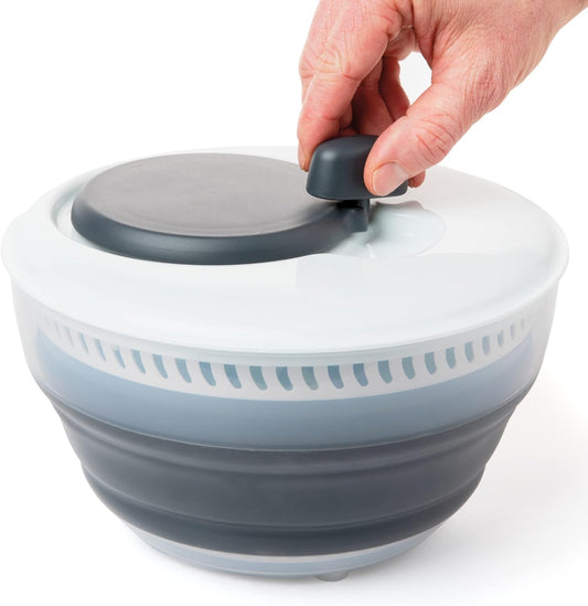 PrepWorks 4 Qt Collapsible Salad Spinner – Space-Saving, BPA-Free, Easy-to-Use for Quick Salad Washing & Drying, Dishwasher Safe