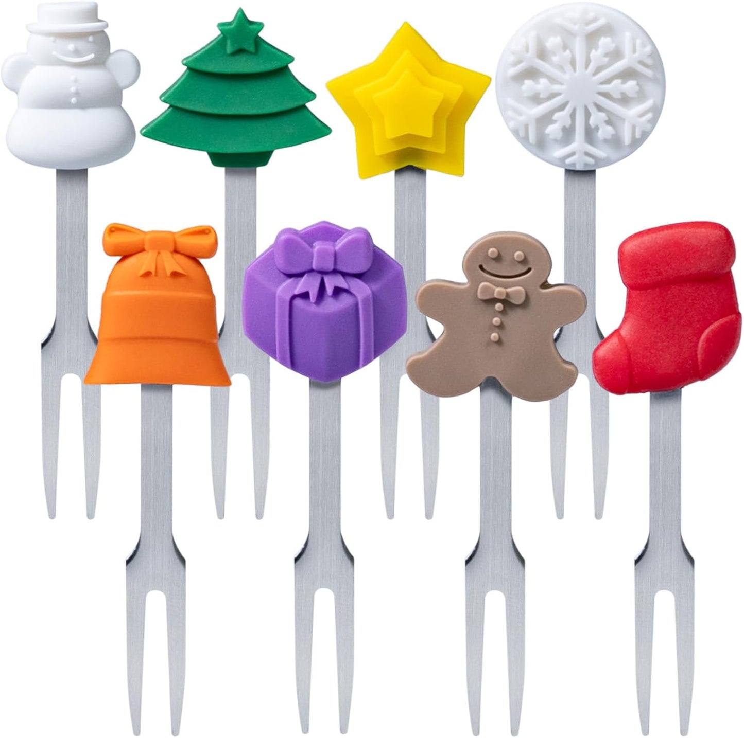 Cocktail Forks, 6-Piece Appetizer Forks, Cat Shapes, Stainless Steel and Silicone Small Forks for Fruits, Cheese, Appetizers
