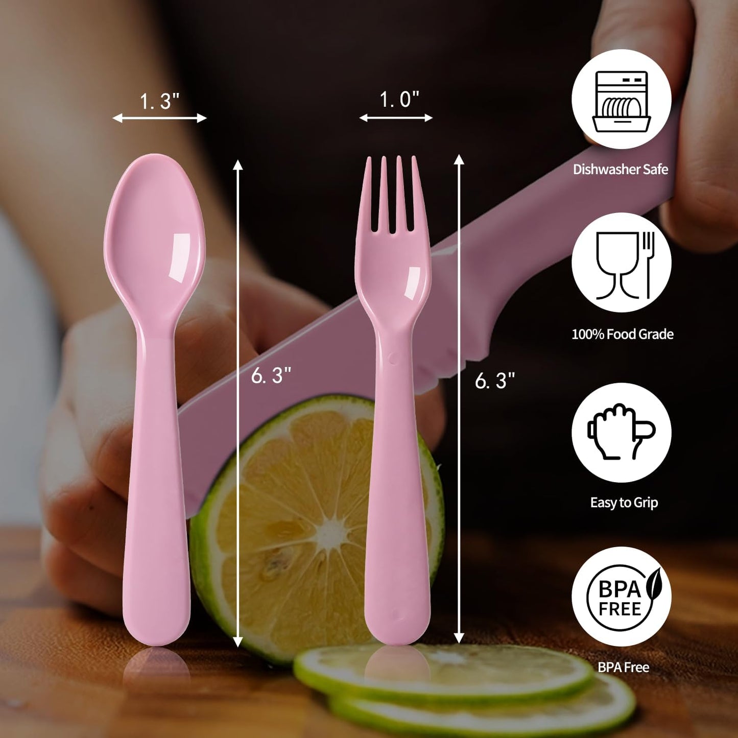 16Pcs Kids Plastic Utensils Kids Forks and Spoons Set, Multicolor Toddler Utensils, Reusable Kids Silverware Cutlery Set, Ideal for School Lunch Box, Camping, Travel, Party Favors BPA Free