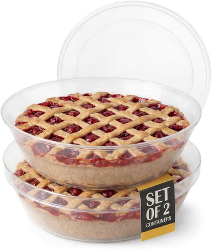 2 Pack Pie Carrier with Airtight Lid - BPA Free Pie Storage Container with Cover - Transport Keeper for Most Bakery - Plastic Pie Dish Holder