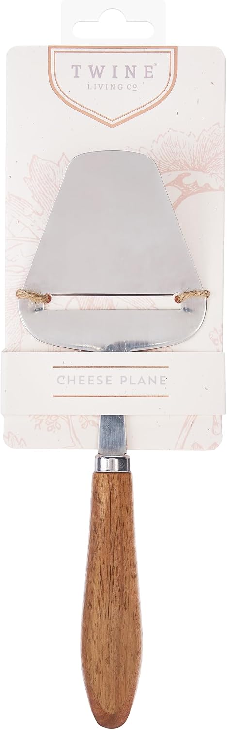 Twine Acacia Cheese Plane Hard Cheese Slicer - Charcuterie Board Cheese Slicer Stainless Steel with Acacia Handle - Set of 1