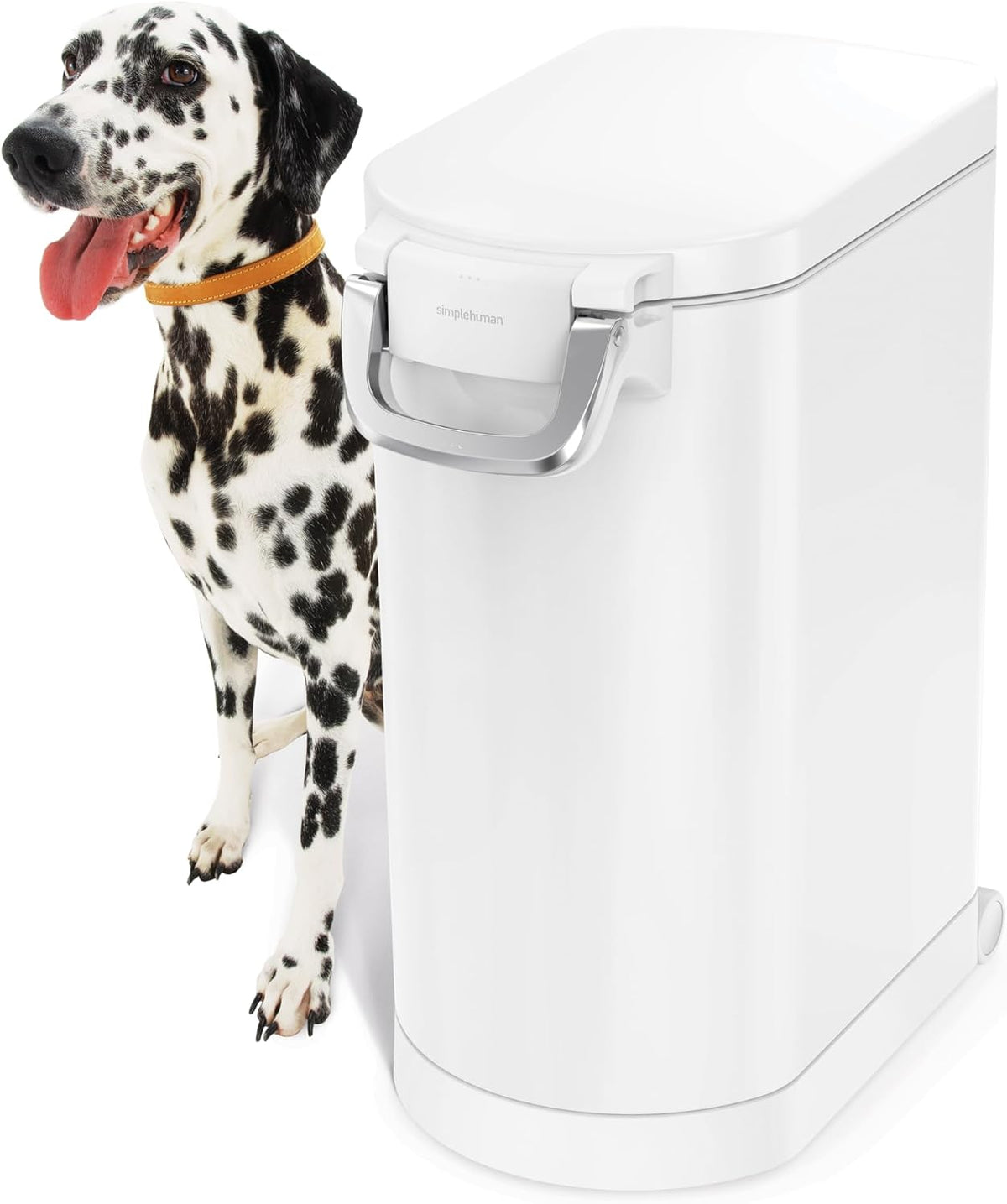 simplehuman 25 Liter, 27 lb / 12.2 kg Medium Pet Food Storage Container for Dog Food, Cat Food, and Bird Feed, Alloy Steel, Matte Black