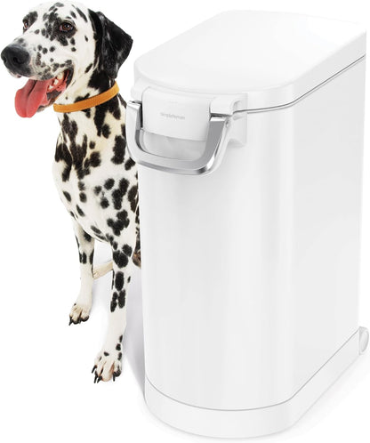 simplehuman 25 Liter, 27 lb / 12.2 kg Medium Pet Food Storage Container for Dog Food, Cat Food, and Bird Feed, Alloy Steel, Matte Black