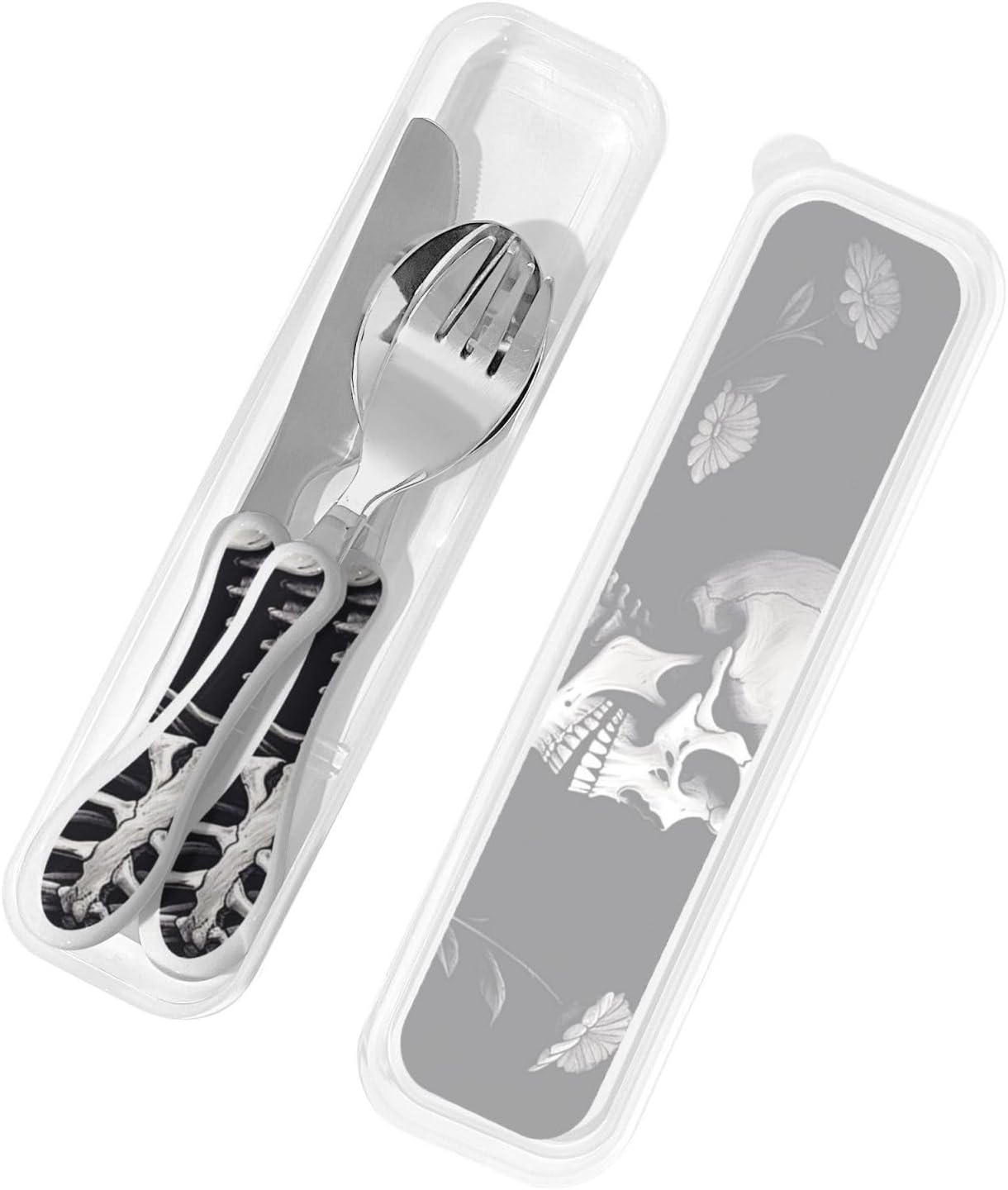 3-Piece Kids Silverware Set With Storage Case, Stainless Steel Reusable Children Safe Knife Spoon Fork Set Butterfly On Beautiful Flower Children Flatware Set For Kids Lunch Box