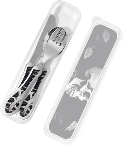 3-Piece Kids Silverware Set With Storage Case, Stainless Steel Reusable Children Safe Knife Spoon Fork Set Butterfly On Beautiful Flower Children Flatware Set For Kids Lunch Box
