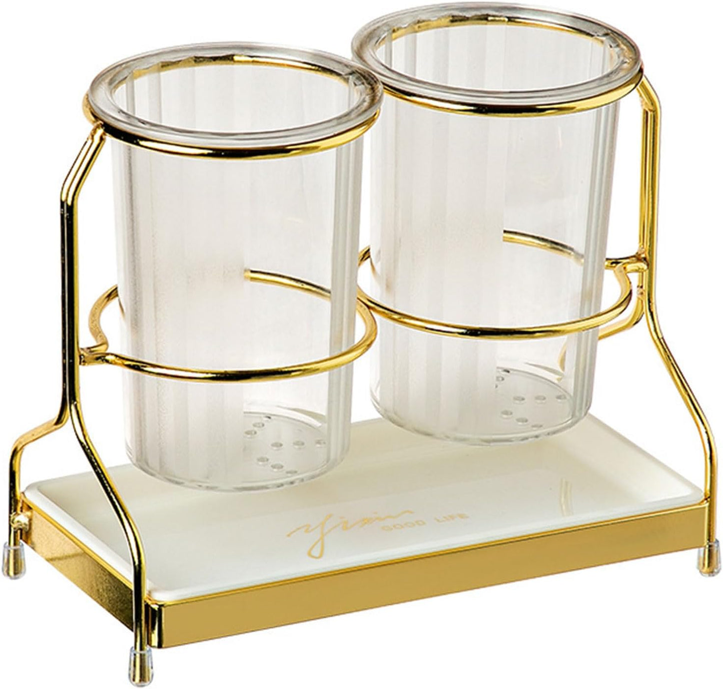 Dxcaicc 2-Piece Tableware Caddy with Metal Rack, Flatware Caddy and Cutlery Storage Organizer for Kitchen and Table