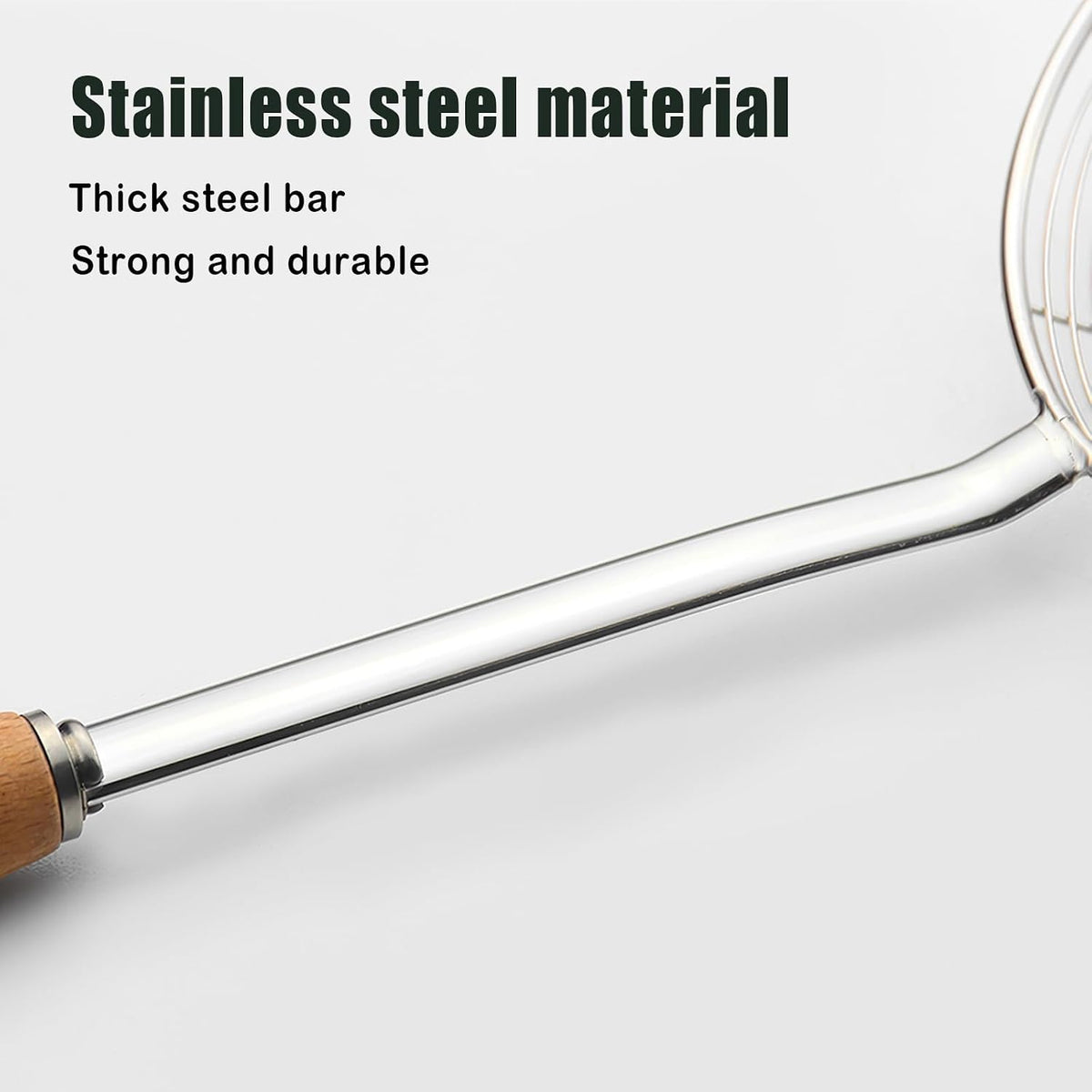 IQCWOOD Spider Strainer with Wood Handle - 5.5 Inch Fryer Scoop
