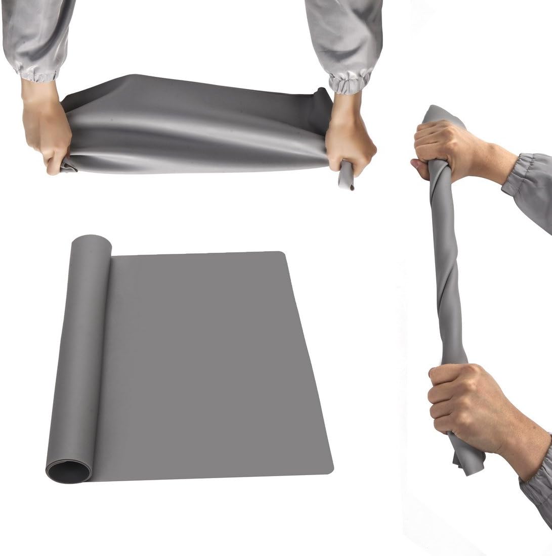 27.5 ''by 19.6 ''Oversize Silicone Placemat for Craft Flexible Multipurpose Huge Extra Large Size Non Slip Waterproof Baking Mat Sheet Black 1 PCS