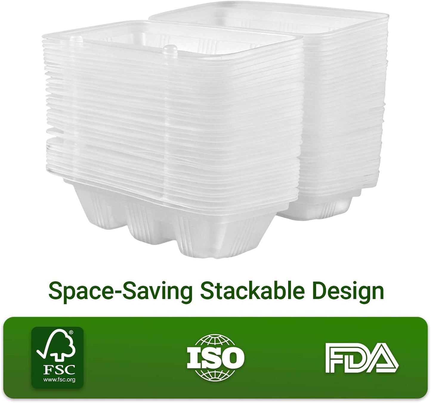 25PCS Disposable Taco Holder Box with Lids, 3-Divider Premium PP Taco Plates Microwave Safe, BPA Free To Go Taco Tray Clamshell for Taco Bar Party Serving