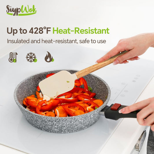Silicone Spatula Set, Food Grade Rubber Spatula-4 Piece Nonstick Rubber Spatulas, Spoonula, Jar Scraper for Cooking, Baking, Mixing, Frosting - Heat Resistant Up to 600°F (4 Pcs Spatula Off-White)