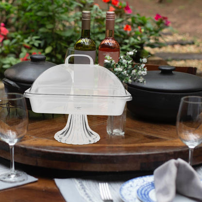 Cake Display Tray with Dome Clear Acrylic Cover Reusable Snack Serving Platter 10.82X8.46X8.26In Perfect for Birthday Christmas and Party Dessert Presentation
